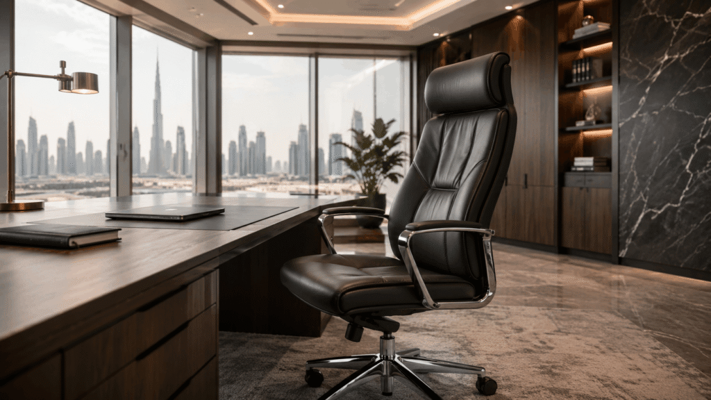 Premium executive office chair in modern corporate director's office Dubai