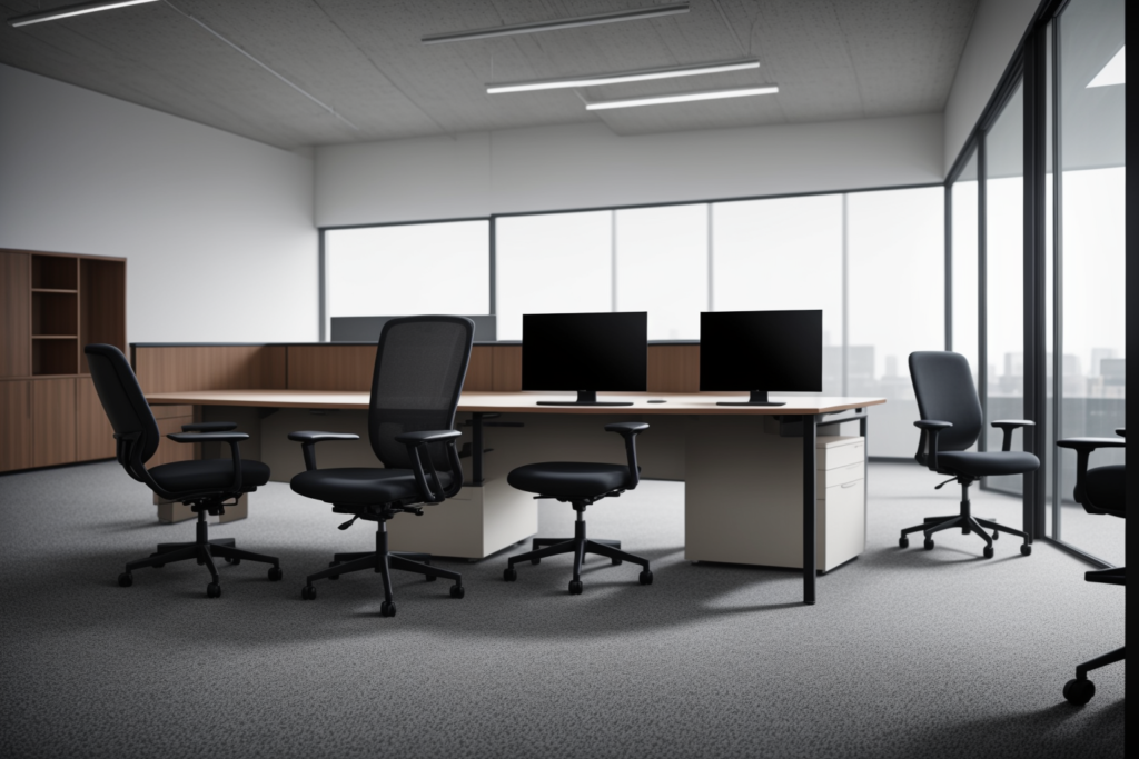 Premium commercial office furniture showroom featuring 3 seater waiting chairs