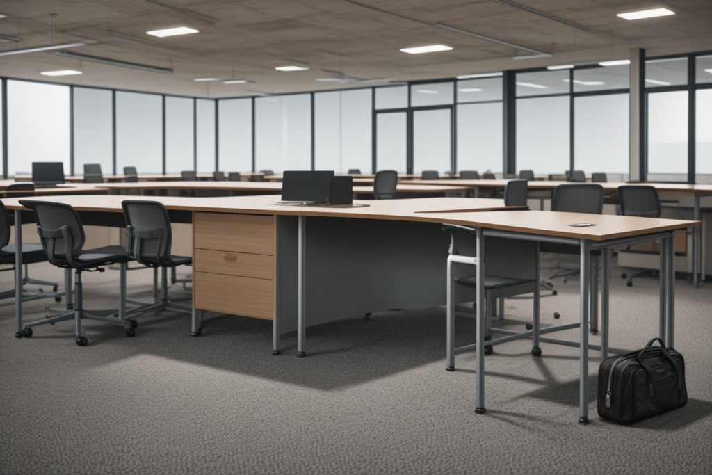 Premium commercial office furniture showroom featuring camp furniture