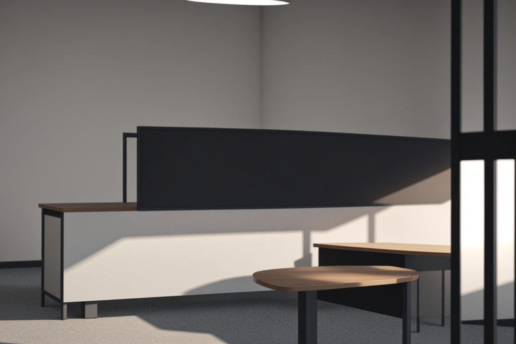 Premium commercial office furniture showroom featuring custom office tables