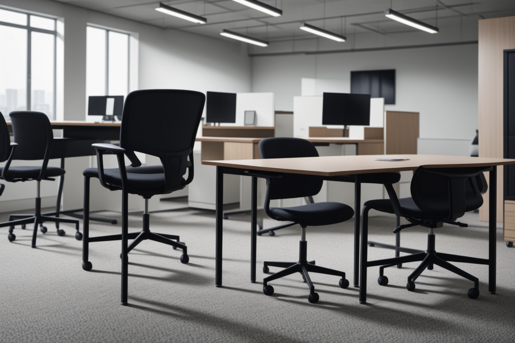 Premium commercial office furniture showroom featuring guest chairs