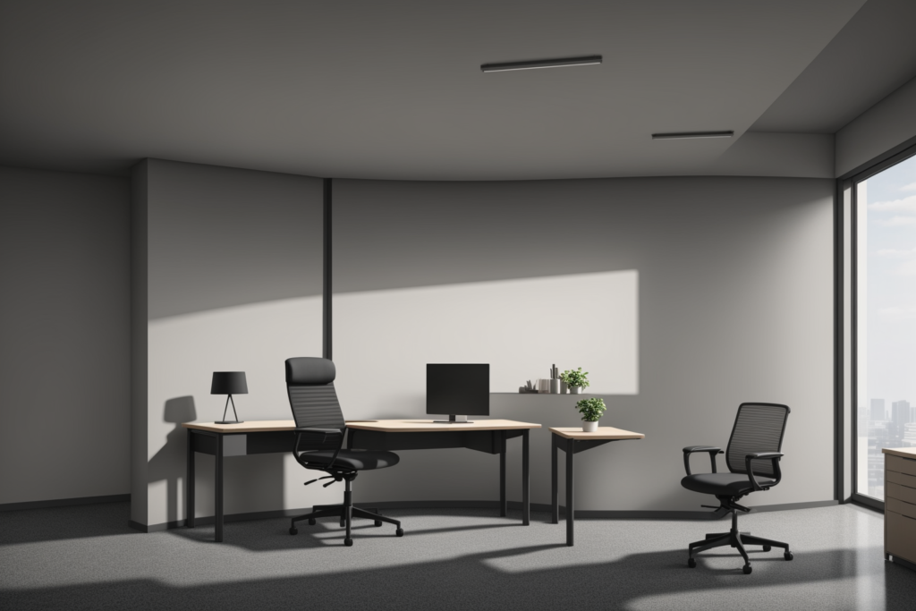 Premium commercial office furniture showroom featuring high back office chairs