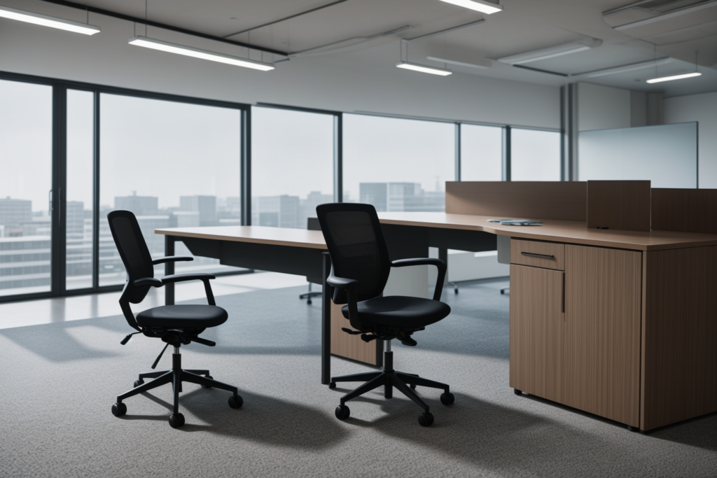 Premium commercial office furniture showroom featuring office chairs
