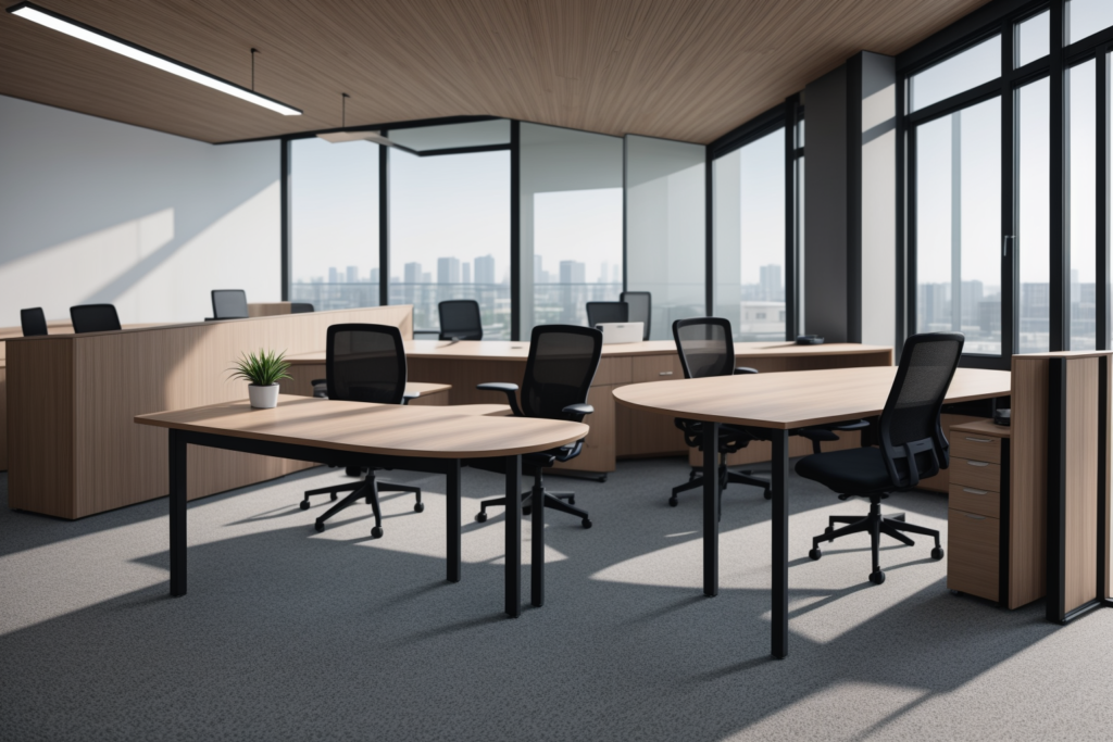 Premium commercial office furniture showroom featuring office furniture