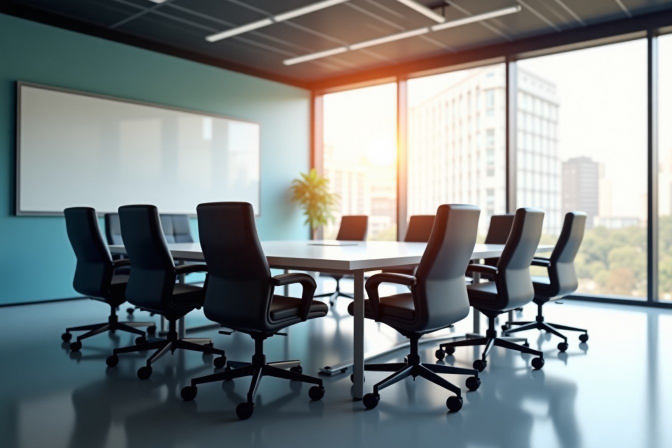 Modern meeting room furniture setup in a Dubai office